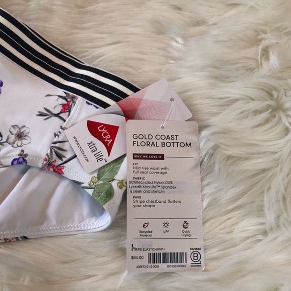 Athleta Gold Coast Floral Banded Bikini Bottom L - Picture 5 of 8